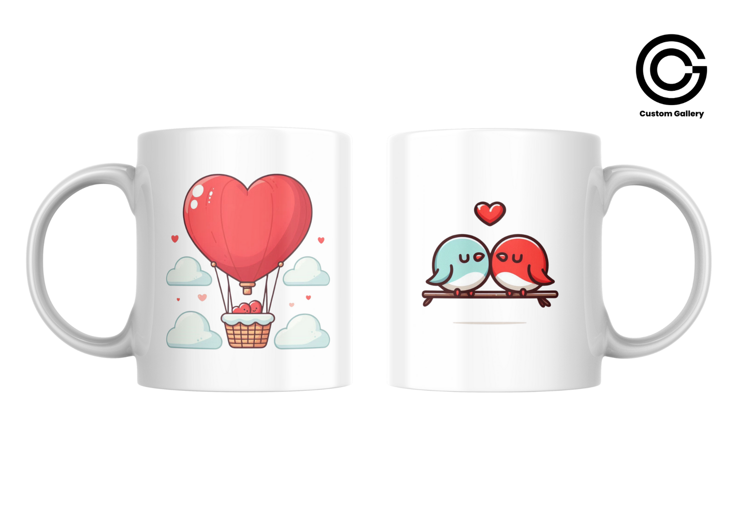 Customised and Personalised Valentine's Day Mugs Birds Balloon